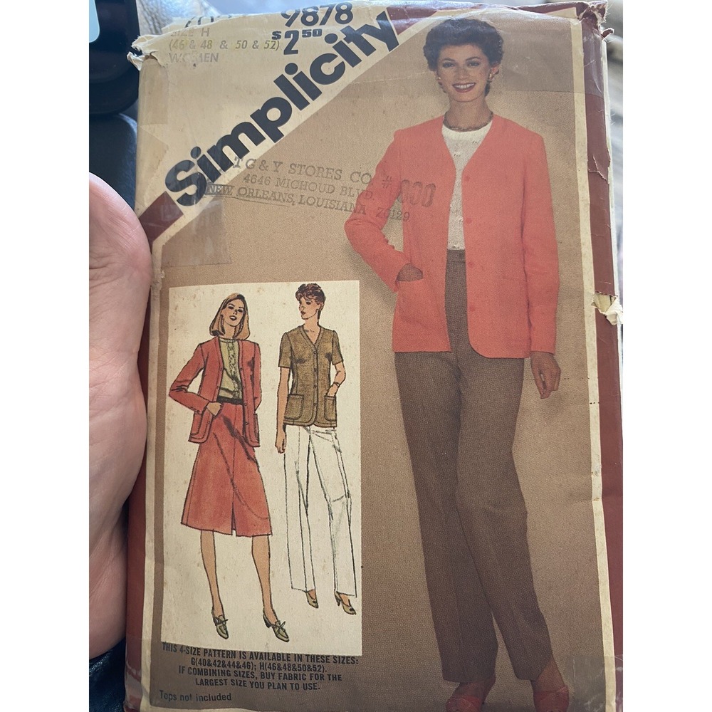 Vintage Simplicity Career Suit Sewing Pattern 9878 Size 46-52 Cut and Complete